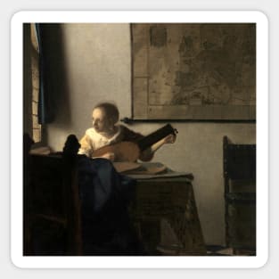 Woman with a Lute near a Window by Jan Vermeer Sticker